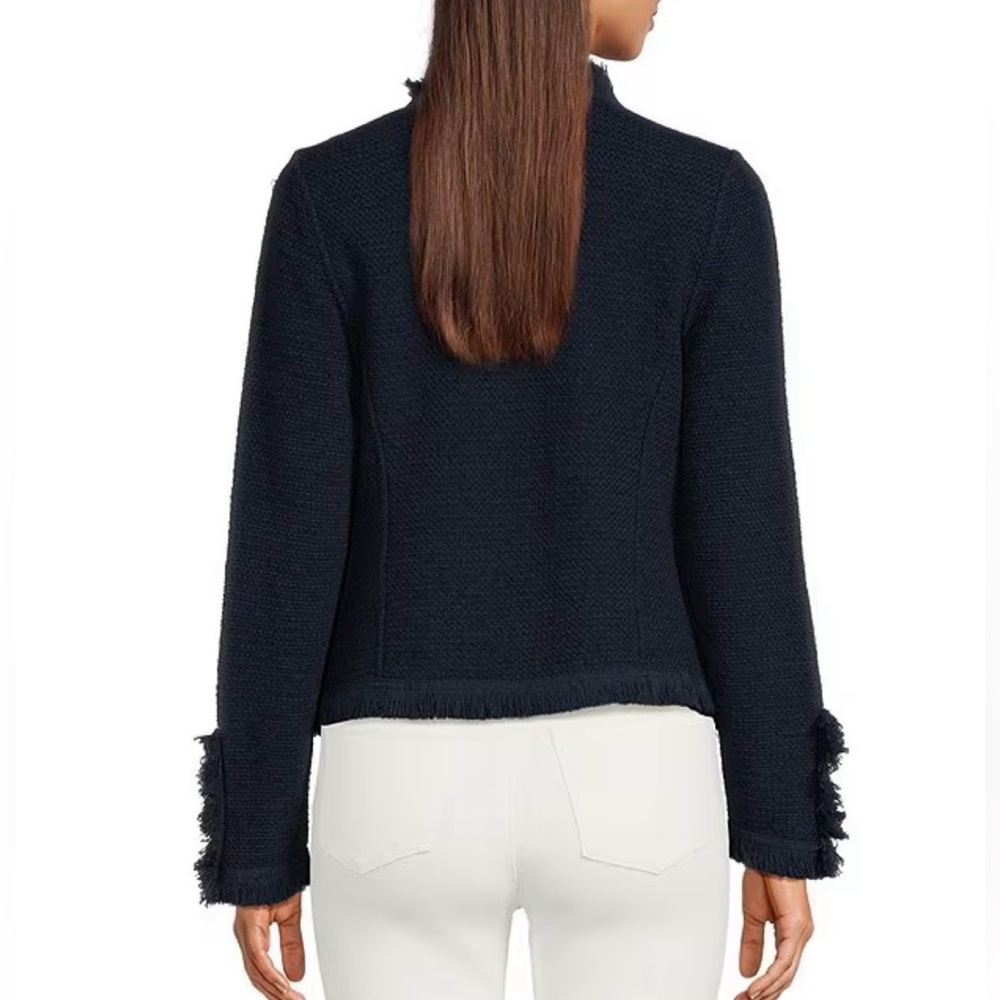Nic + Zoe Sz 2X NWT Navy Fringe Jacket - Picture 2 of 7